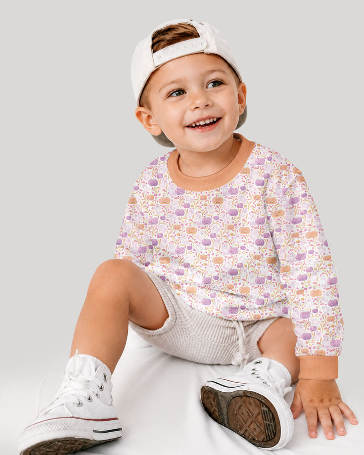 Pastel Pumpkins and Ghosts Bamboo Crewneck Sweatshirt