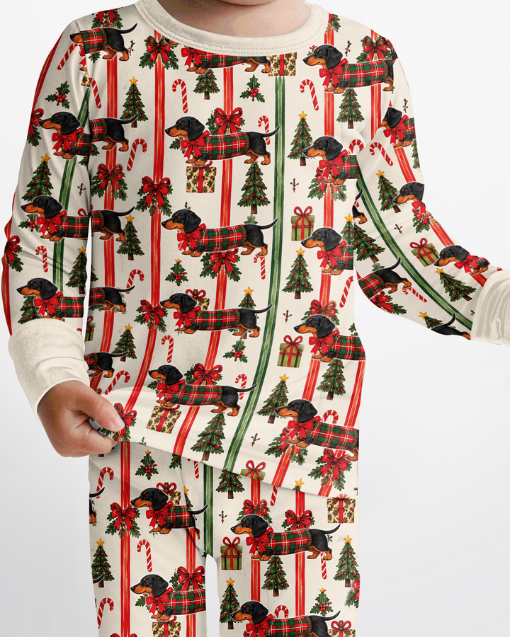 Puppy Holiday Bamboo Two Piece Long Sleeve Pajama Set