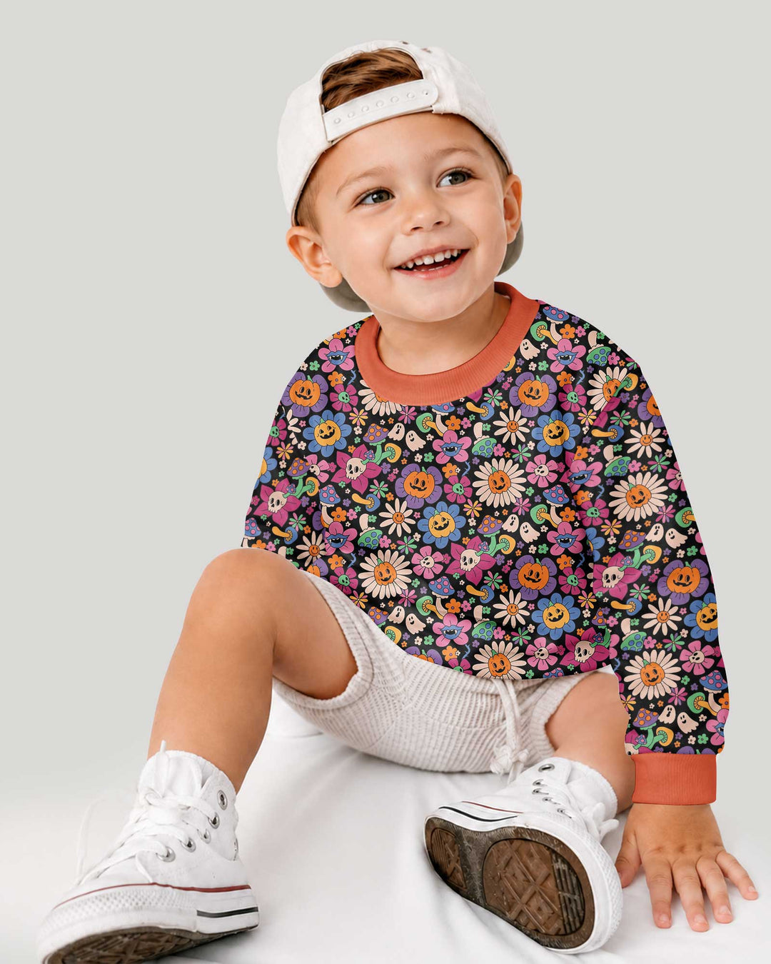 Halloween Flowers Bamboo Crewneck Sweatshirt