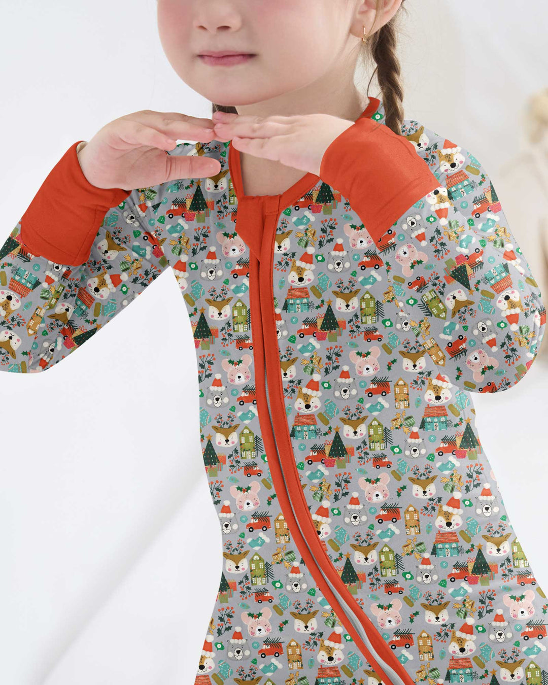 Christmas Woodland Deer Fox Bear Bamboo Convertible Zippy