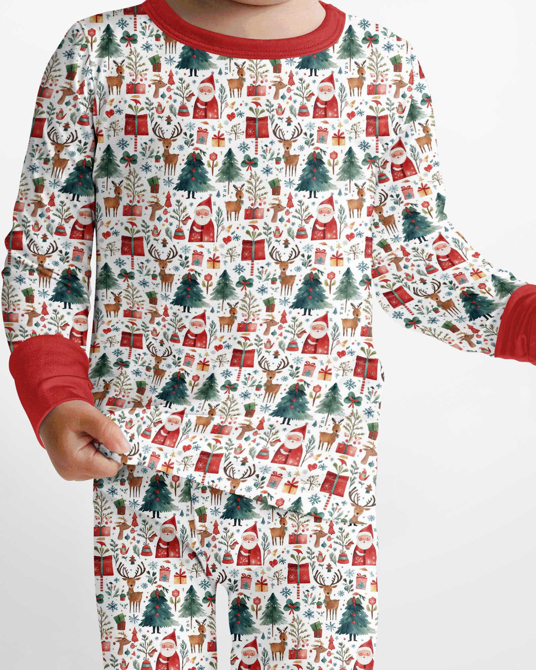 Christmas Tree Santa Bamboo Two Piece Long Sleeve Pajama Set