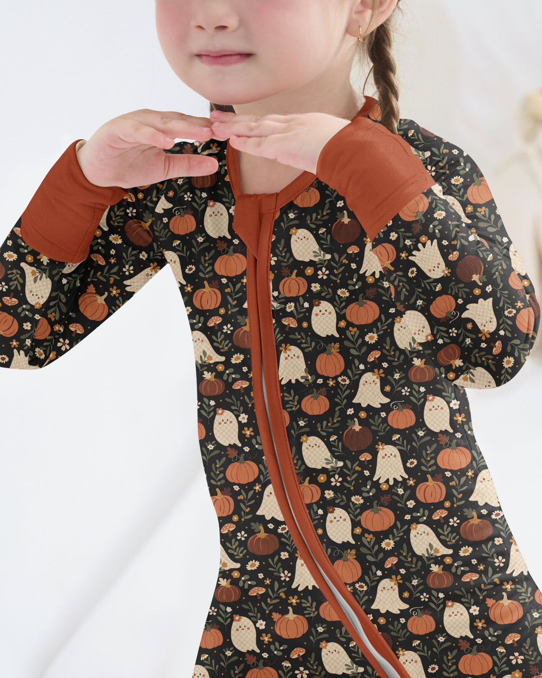 Ghost Pumpkin Harvest Floral Halloween Bamboo Convertible Zippy