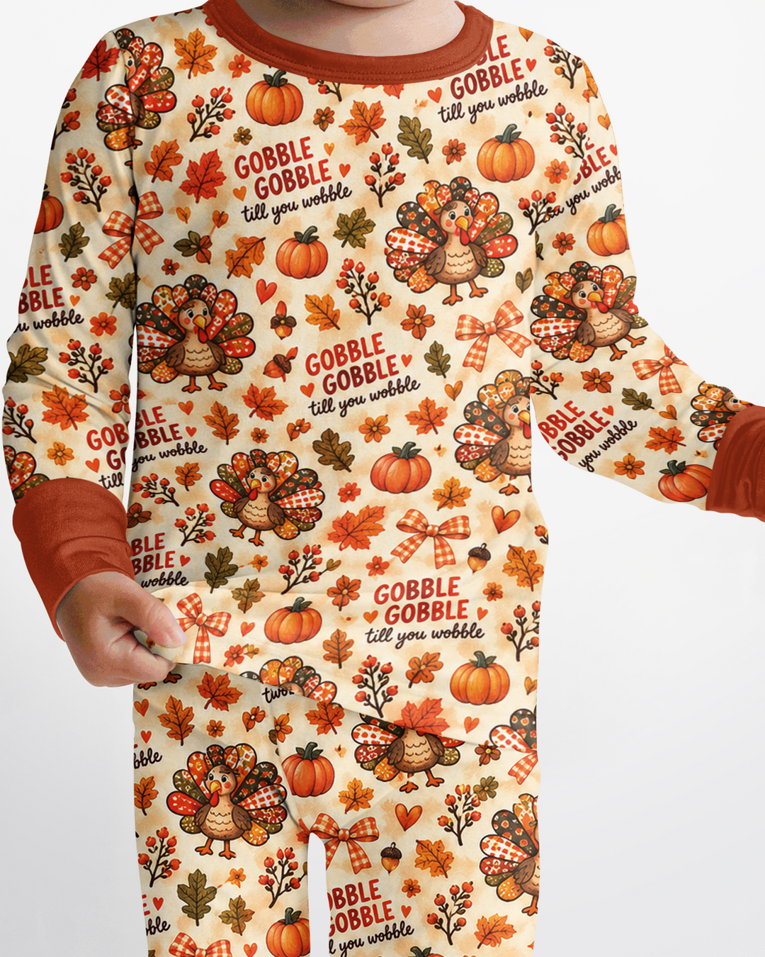 Gobble Gobble Till You Wobble Bamboo Two Piece Long Sleeve Pajama Set