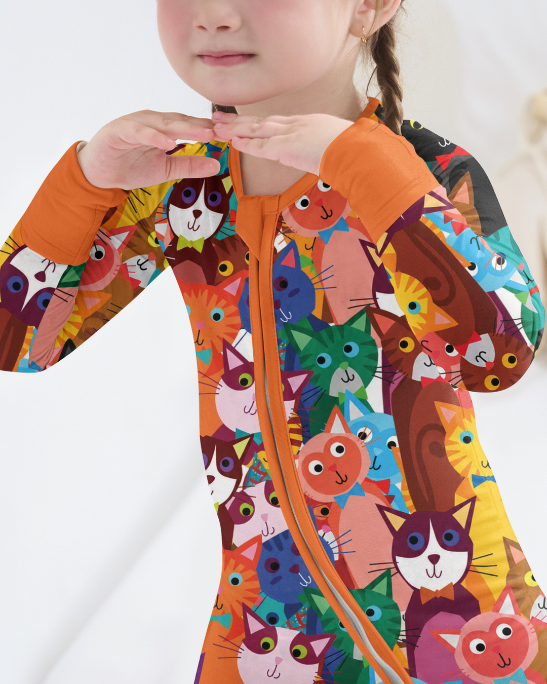 Colorful Cat Pattern Bamboo Convertible Zippy