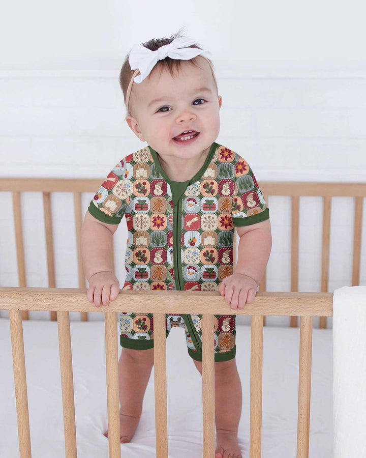 Christmas Felt Patchwork Bamboo Shorty Zippy