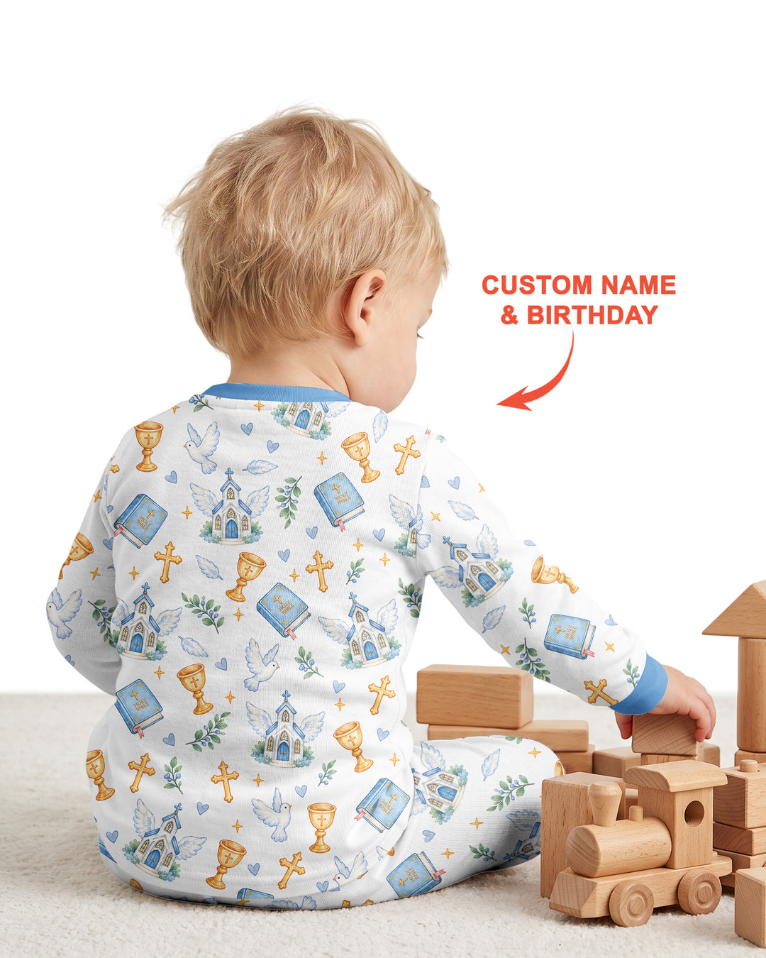 Personalized When I Wake Up It Will Be My Christening Day Bamboo Two Piece Long Sleeve Pajama Set