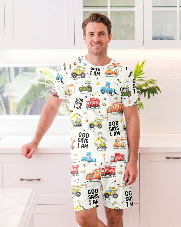 God Says I Am Men Short Sleeve Short Pajama Set