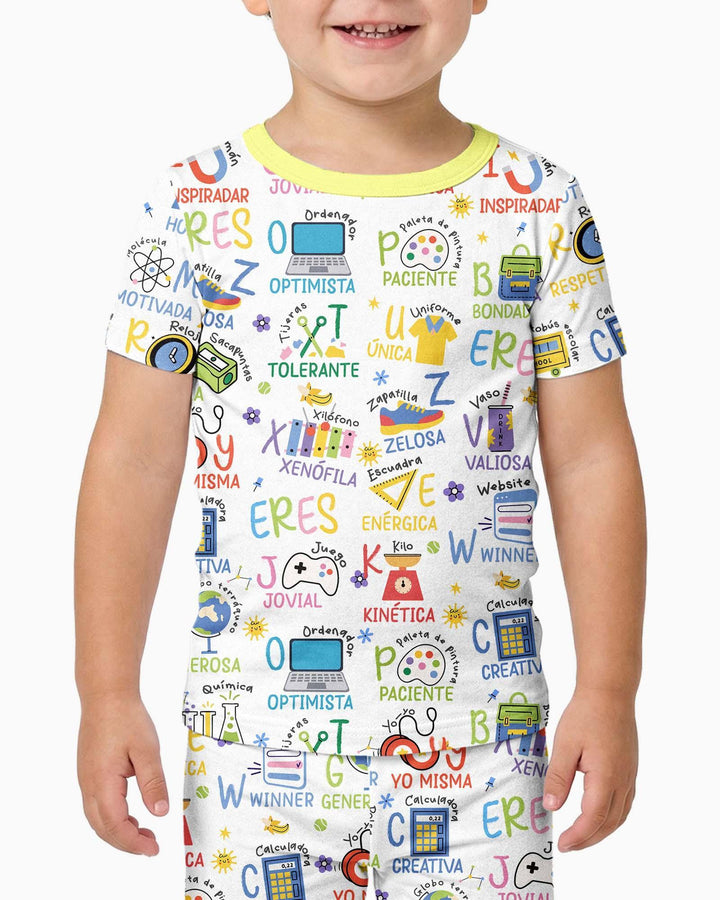 You Are Spanish Alphabet Version Bamboo Two Piece Short Sleeve Pajama Set