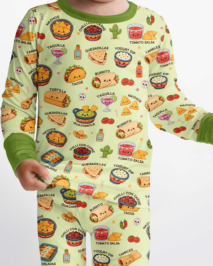 Kawaii Mexican Food Bamboo Two Piece Long Sleeve Pajama Set