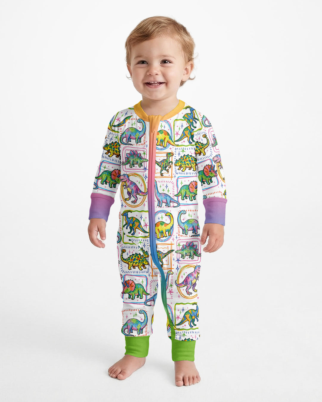 Dinosaur Colorful Stamps Bamboo Convertible Zippy