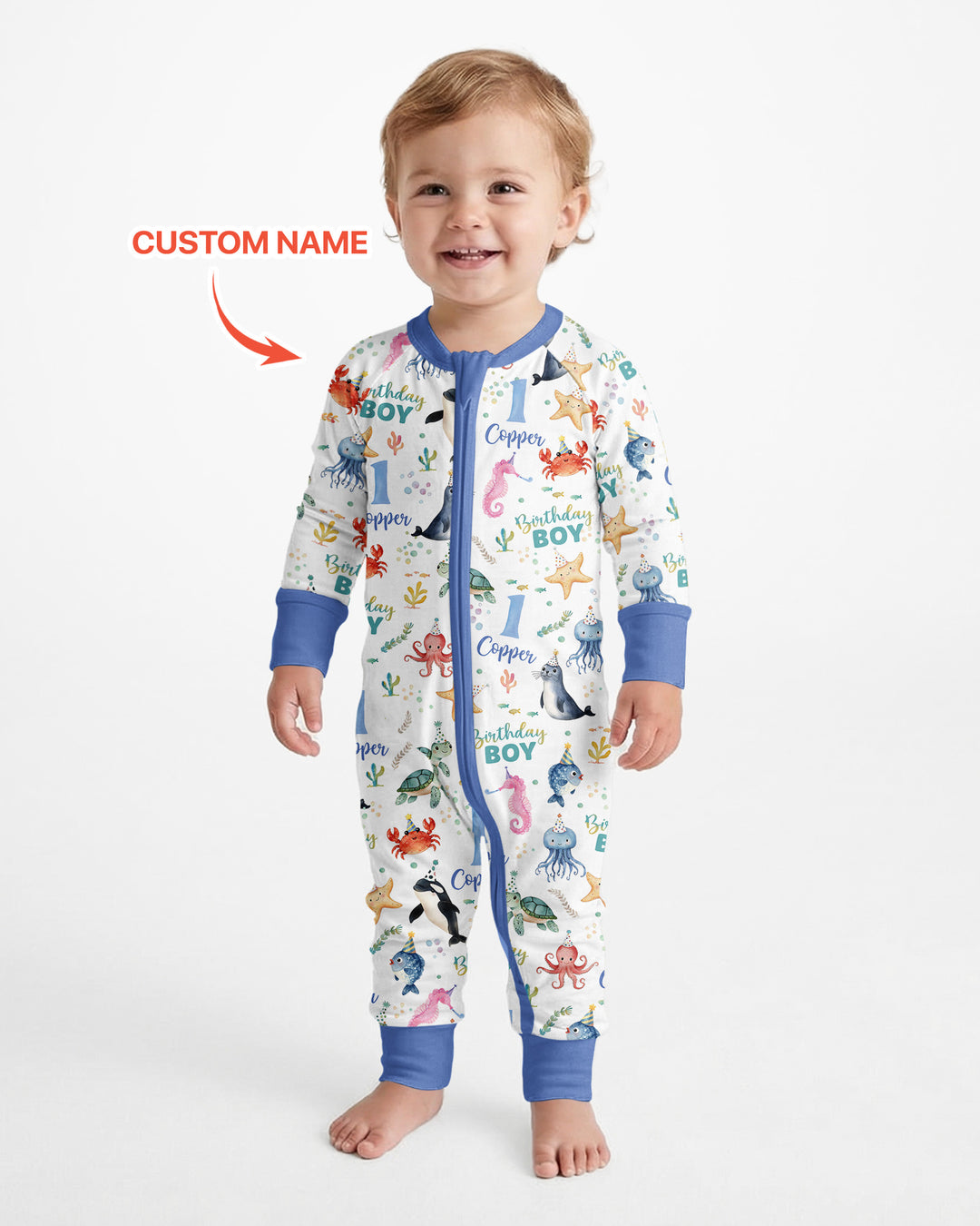 Birthday Under The Sea Custom Name & Age Bamboo Convertible Zippy