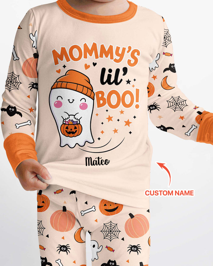 Custom Name Mommy's Lil' Boo Bamboo Two Piece Long Sleeve Pajama Set
