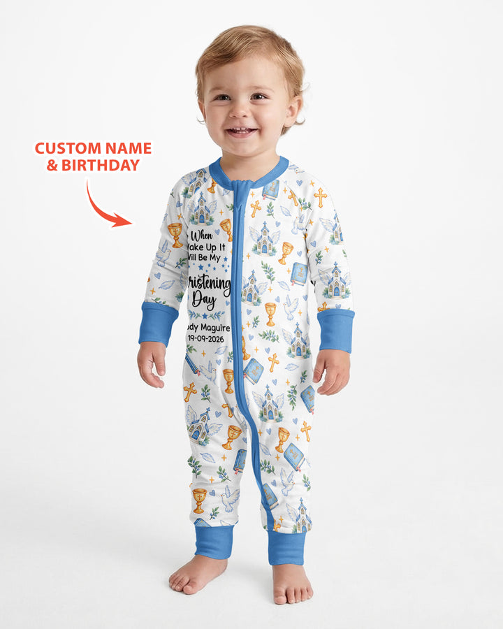 Personalized When I Wake Up It Will Be My Christening Day Bamboo Convertible Zippy