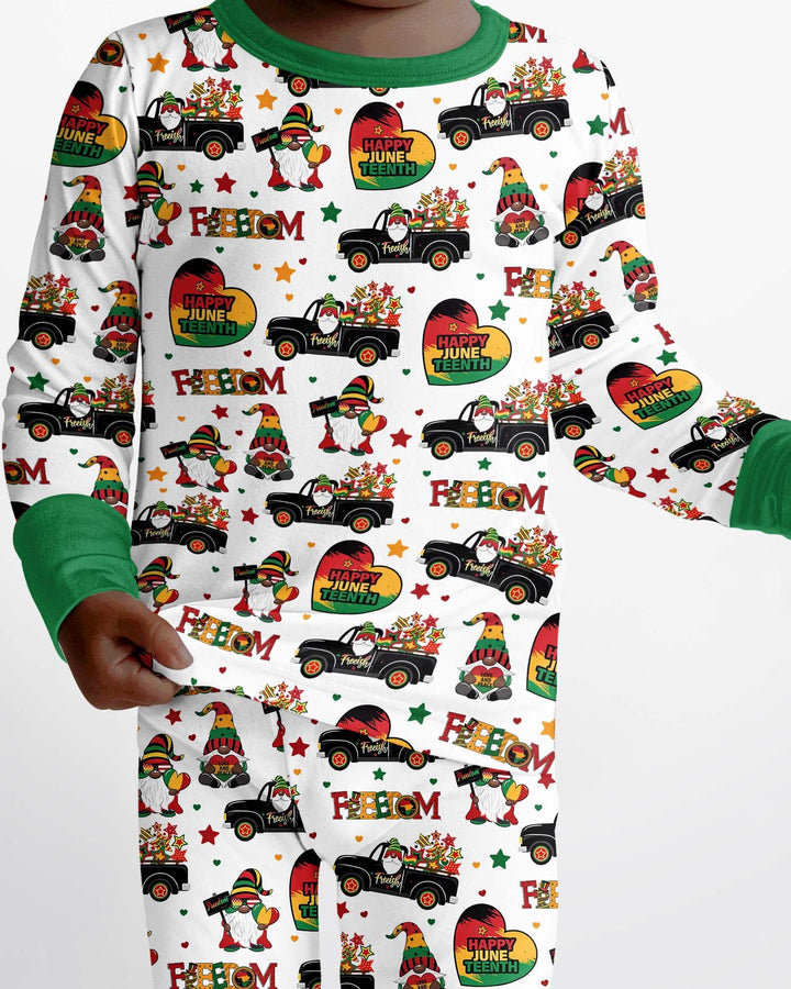 Gnome Happy Juneteenth Bamboo Two Piece Long Sleeve Pajama Set