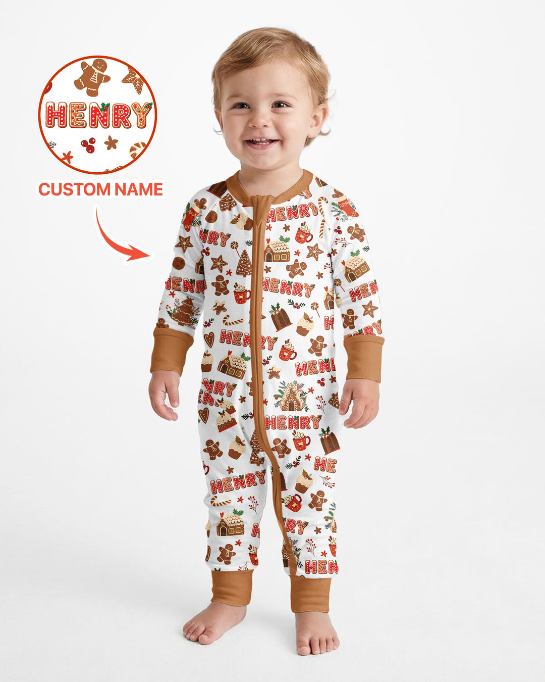 Personalized Gingerbread Christmas Bamboo Convertible Zippy
