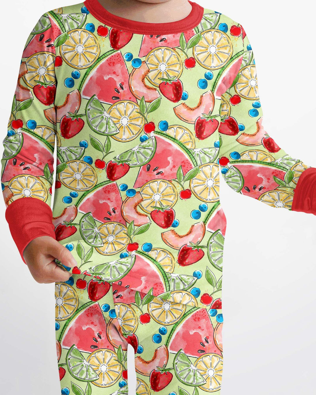 Zweiteiliges Langarm-Pyjama-Set mit Sommerfrüchten