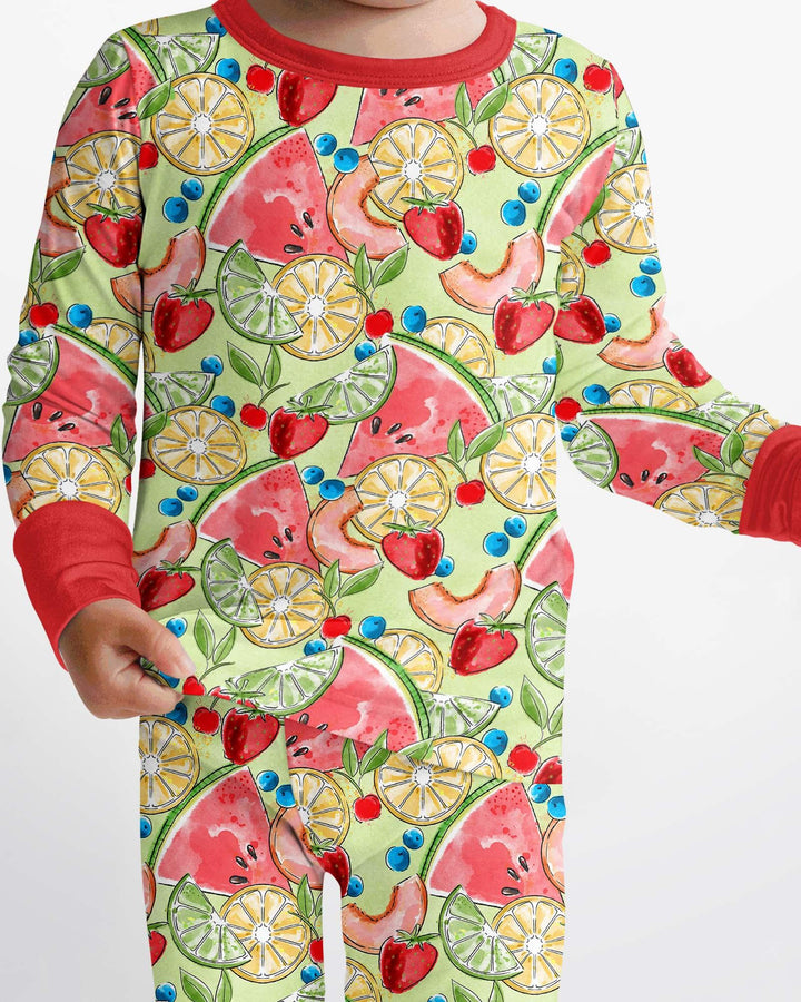 Zweiteiliges Langarm-Pyjama-Set mit Sommerfrüchten