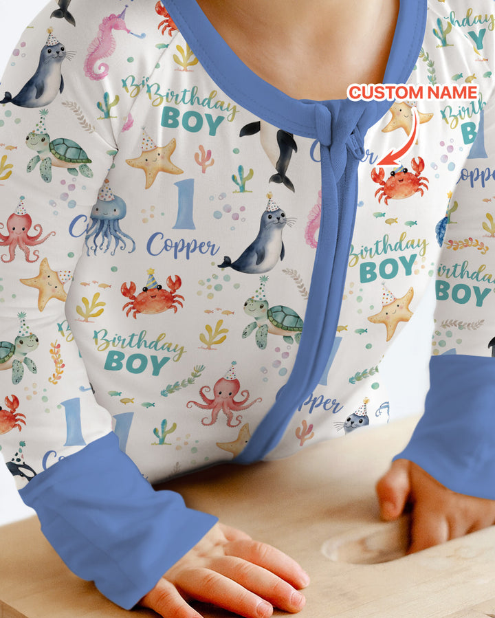 Birthday Under The Sea Custom Name & Age Bamboo Convertible Zippy
