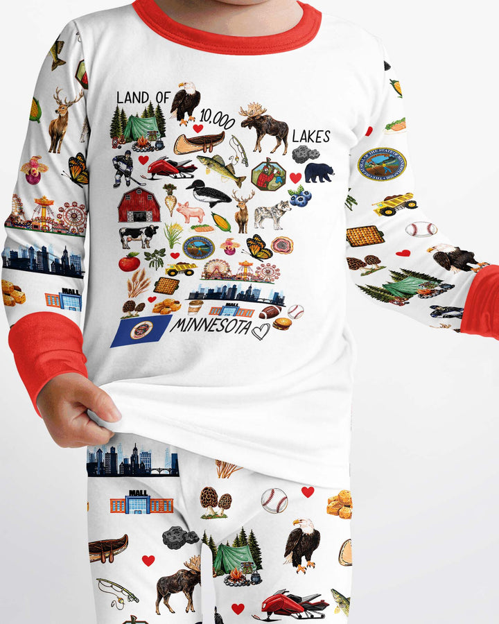 Minnesota Lover Family Matching Bamboo Two Piece Long Sleeve Pajama Set