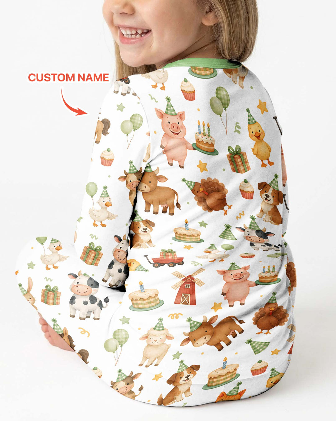 Personalized Farm Animals When I Wake Up I Will Be Birthday Bamboo Two Piece Long Sleeve Pajama Set