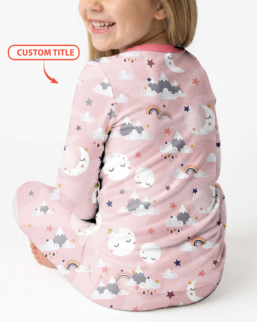 Personalized Loves To The Moon And Back Bamboo Two Piece Long Sleeve Pajama Set