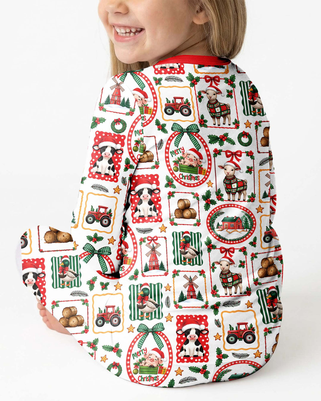 Christmas Farm Animals Bamboo Two Piece Long Sleeve Pajama Set