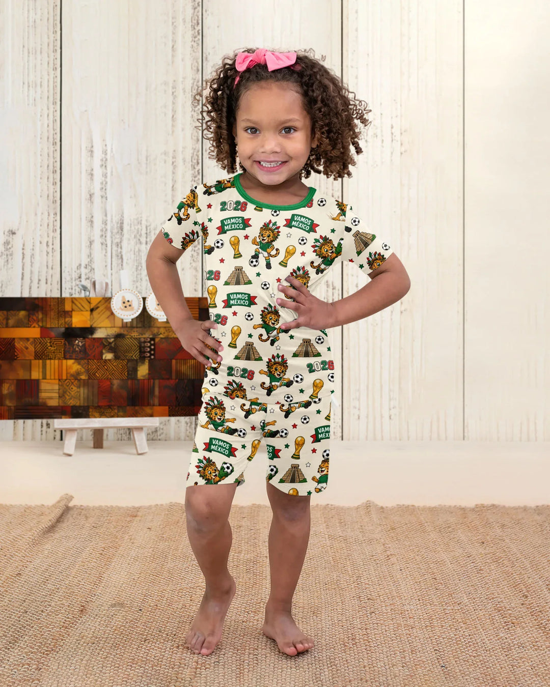 Jaguar 2026 Vamos Mexico Family Matching Bamboo Two Piece Short Sleeve Shorts Pajama Set