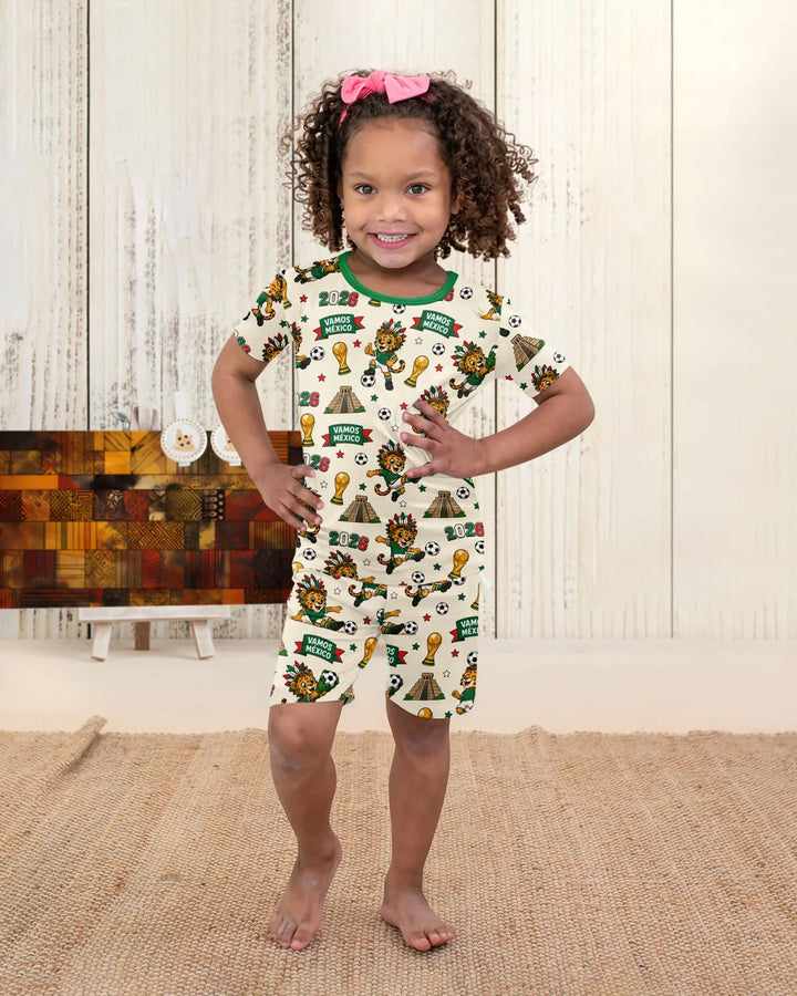 Jaguar 2026 Vamos Mexico Family Matching Bamboo Two Piece Short Sleeve Shorts Pajama Set