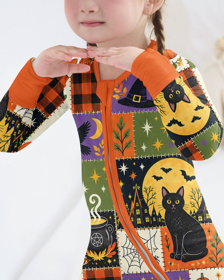 Halloween Black Cat Patchwork Bamboo Convertible Zippy
