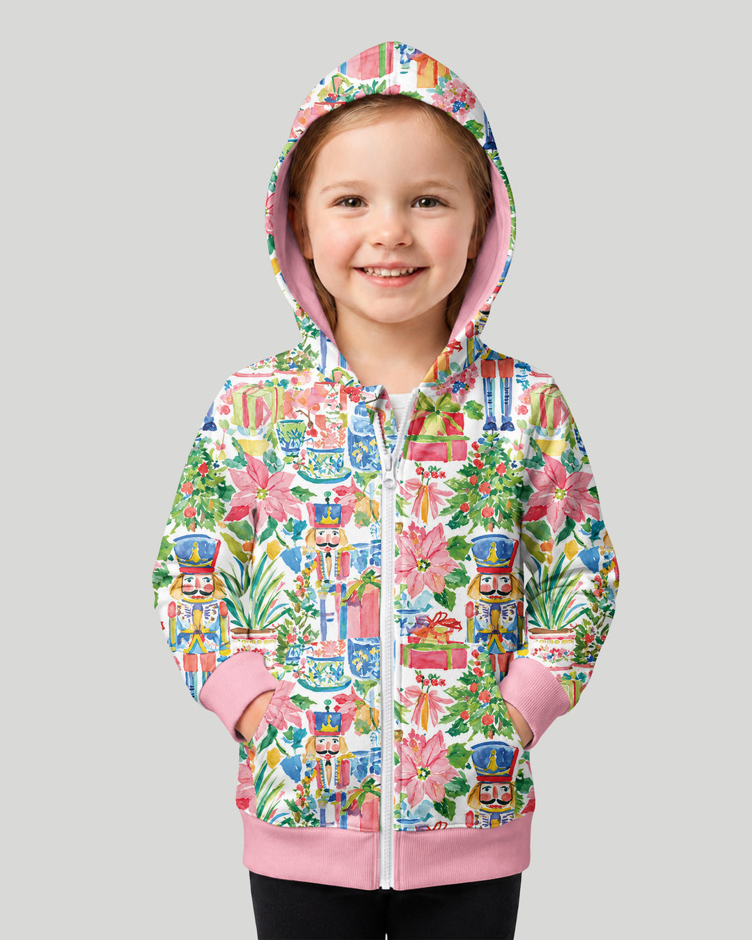 Watercolor Nutcracker Holiday Bamboo Zip Hoodie