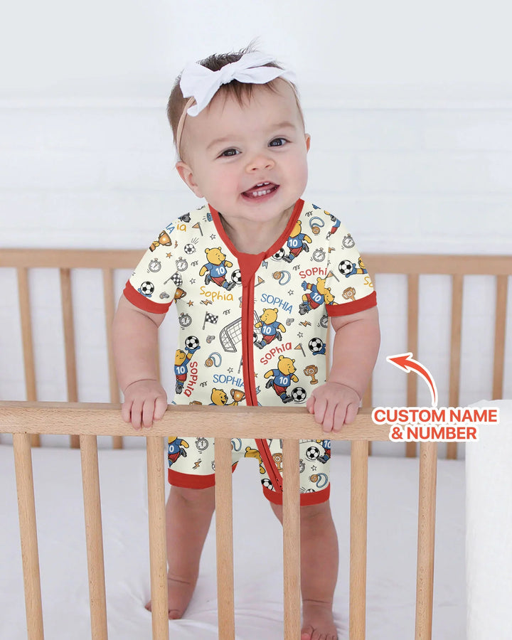 Personalized Classic Bear World Soccer Bamboo Shorty Zippy