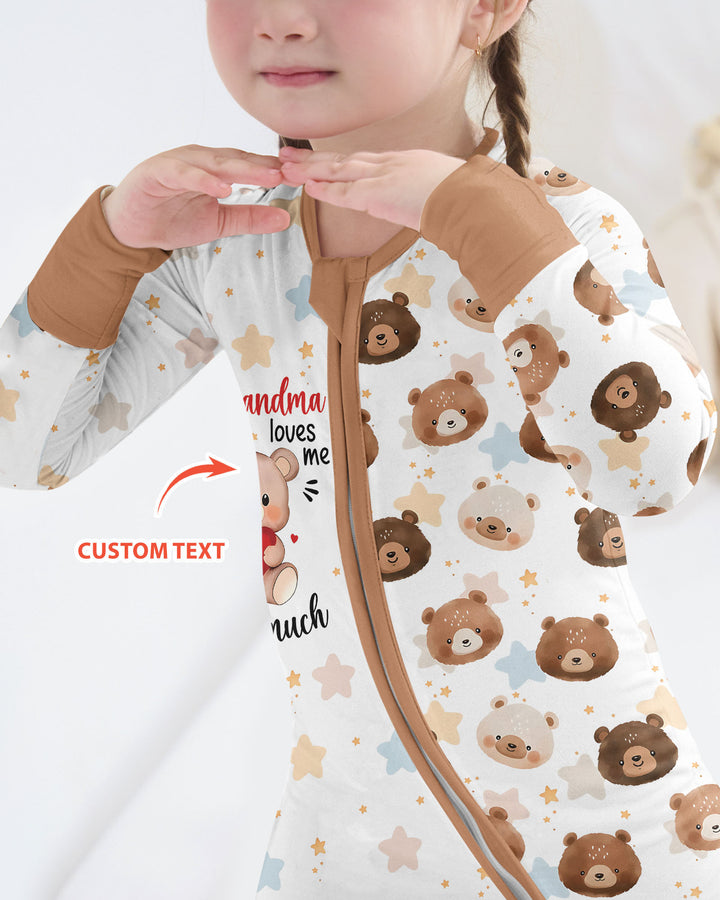 Personalized My Grandma Loves Me Beary Much Bamboo Convertible Zippy