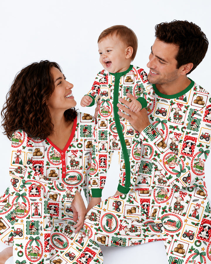 Christmas Farm Animals Bamboo Men's Pajama Set