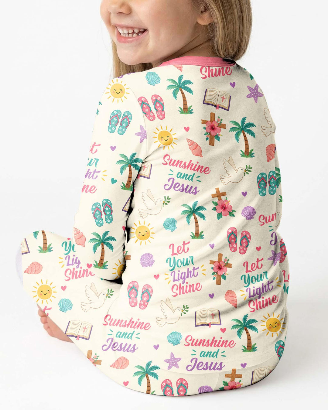 Zweiteiliges Langarm-Pyjama-Set mit Sommerfrüchten