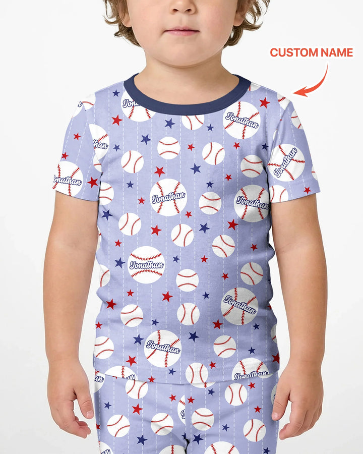 Zweiteiliges Pyjama-Set mit kurzen Ärmeln und Shorts im Sommer-Design