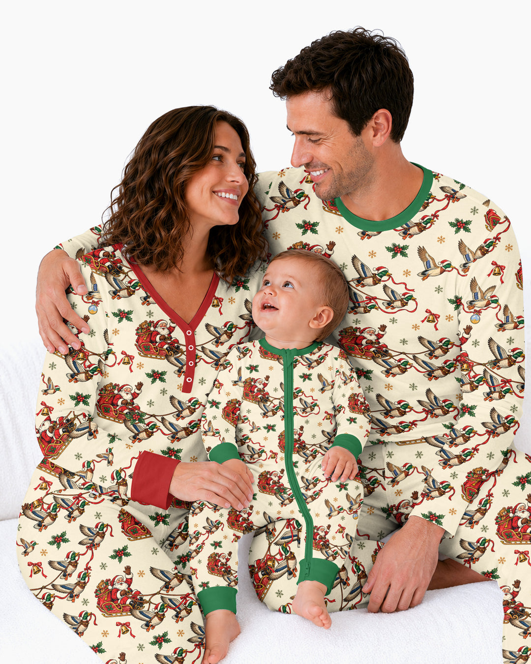 Santa Sleigh with Mallard Ducks Bamboo Women Pajama Set
