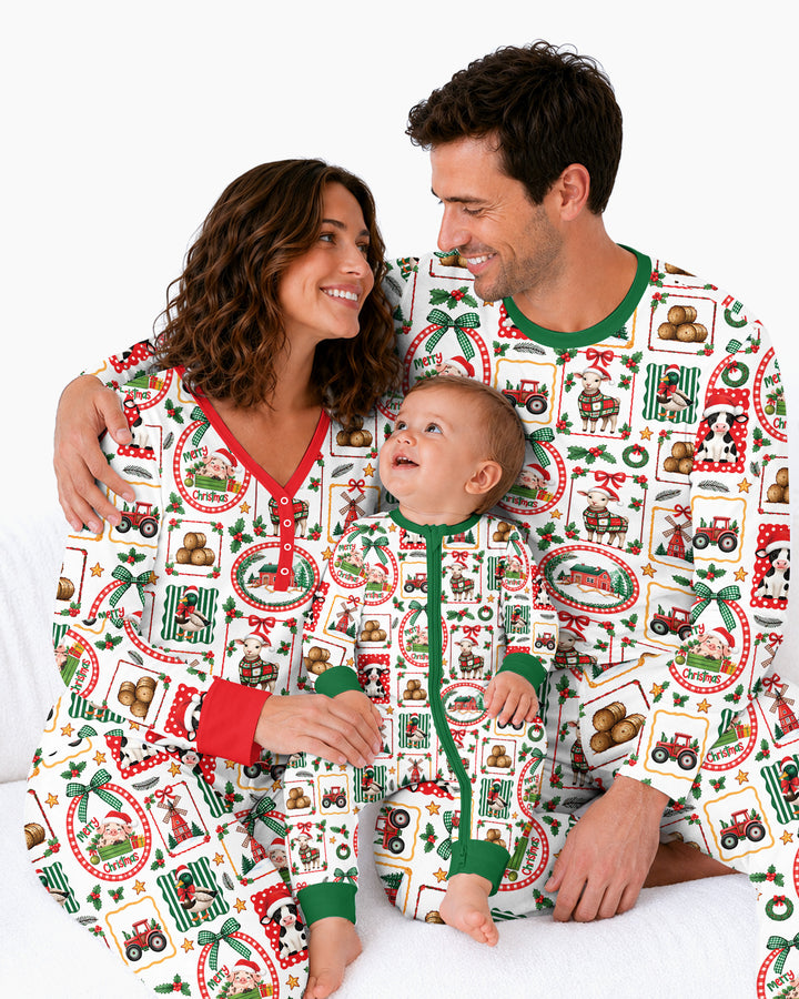 Christmas Farm Animals Bamboo Women Pajama Set