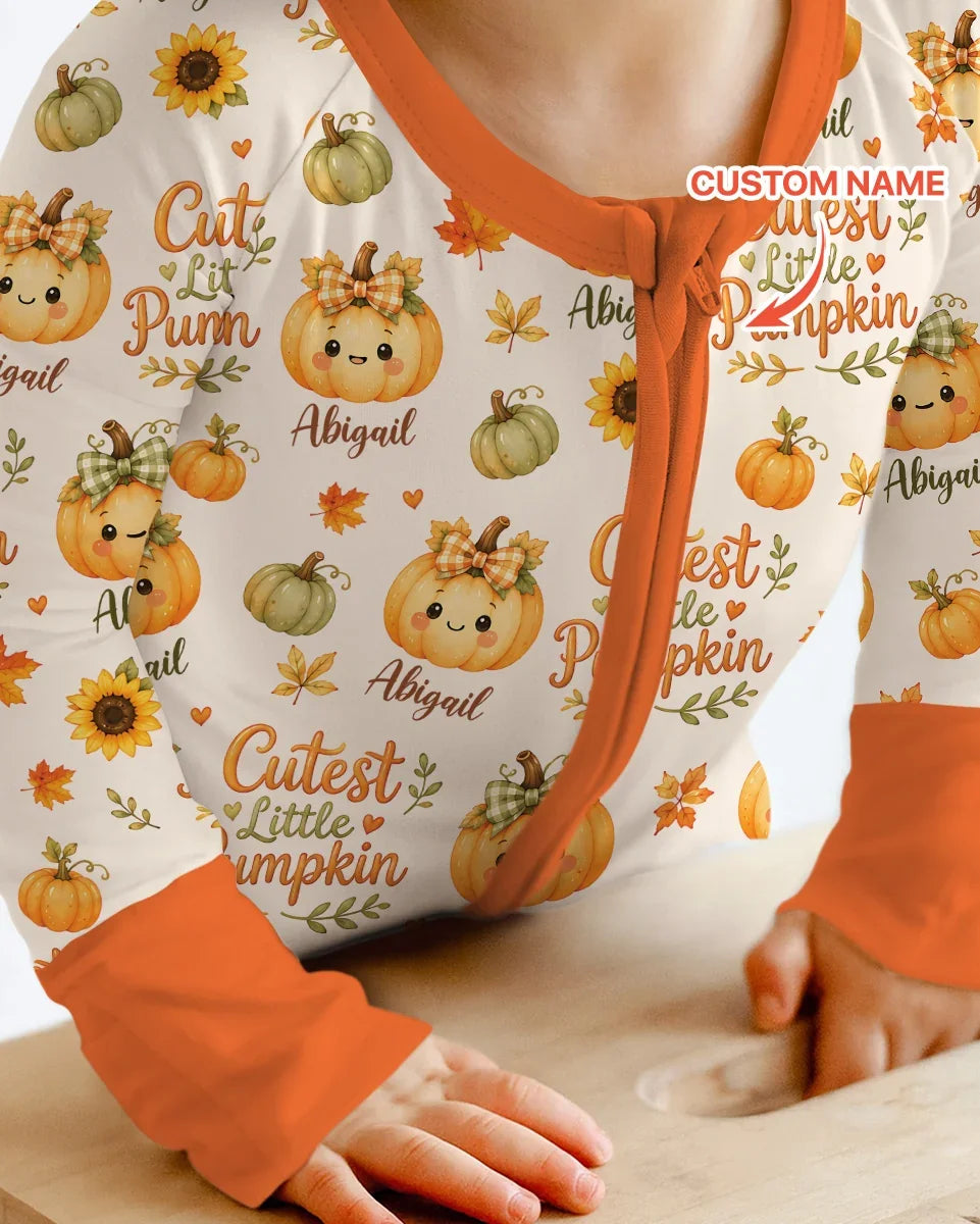 Custom Name Cutest Little Pumpkin Bamboo Convertible Zippy