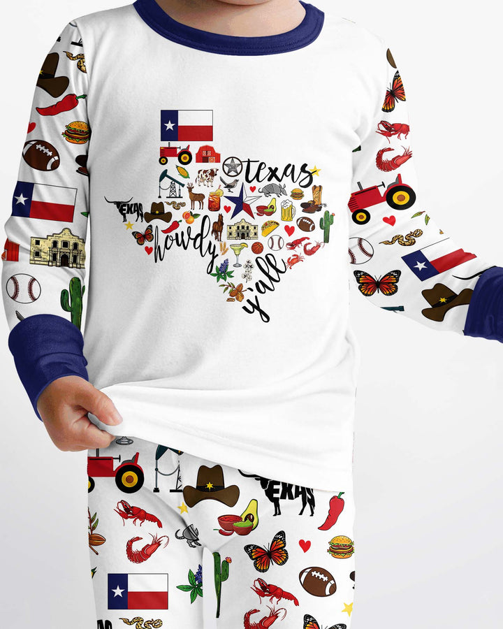 Texas Map Bamboo Two Piece Long Sleeve Pajama Set