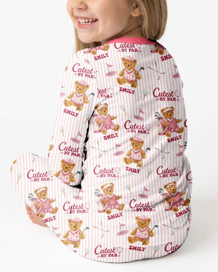 Cutest By Par Custom Name Bamboo Two Piece Long Sleeve Pajama Set