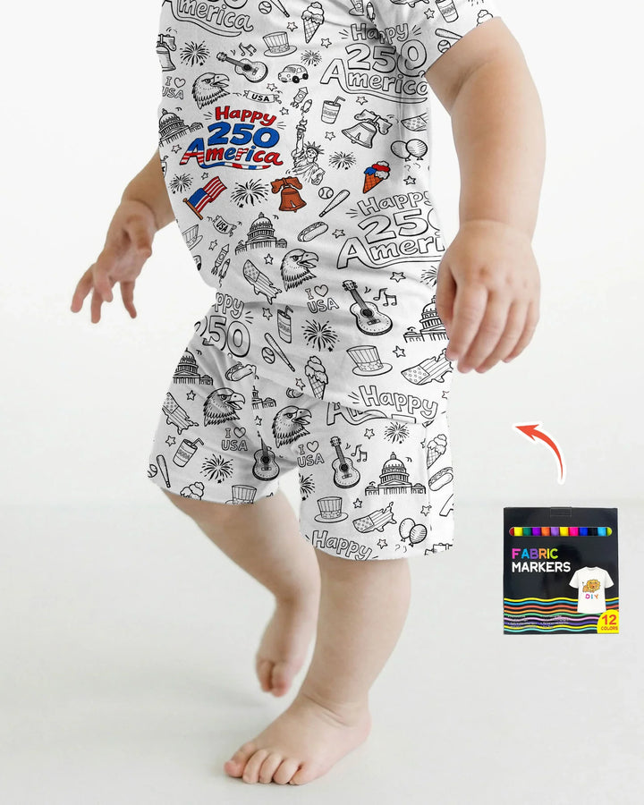 Schlafanzug-Set zweiteilig, kurze Ärmel, kurze Hose, Bambus