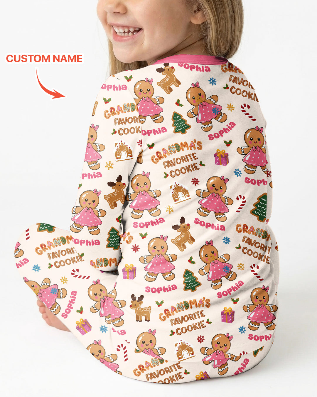 Personalized Grandma's Favorite Cookie Bamboo Two Piece Long Sleeve Pajama Set