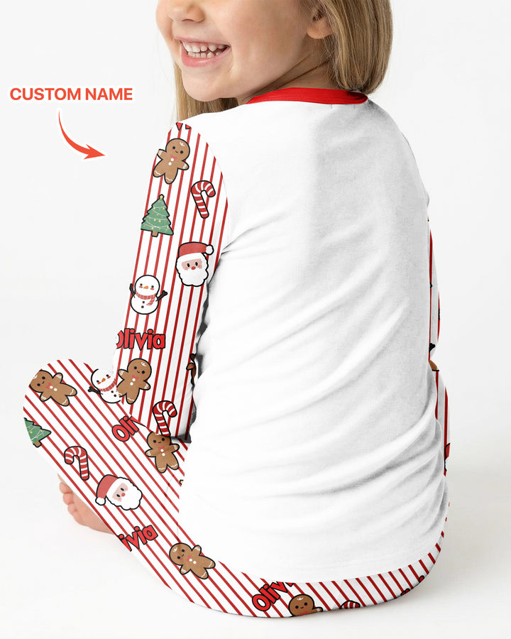 Custom Name Funny Christmas Crossing Bamboo Two Piece Long Sleeve Pajama Set