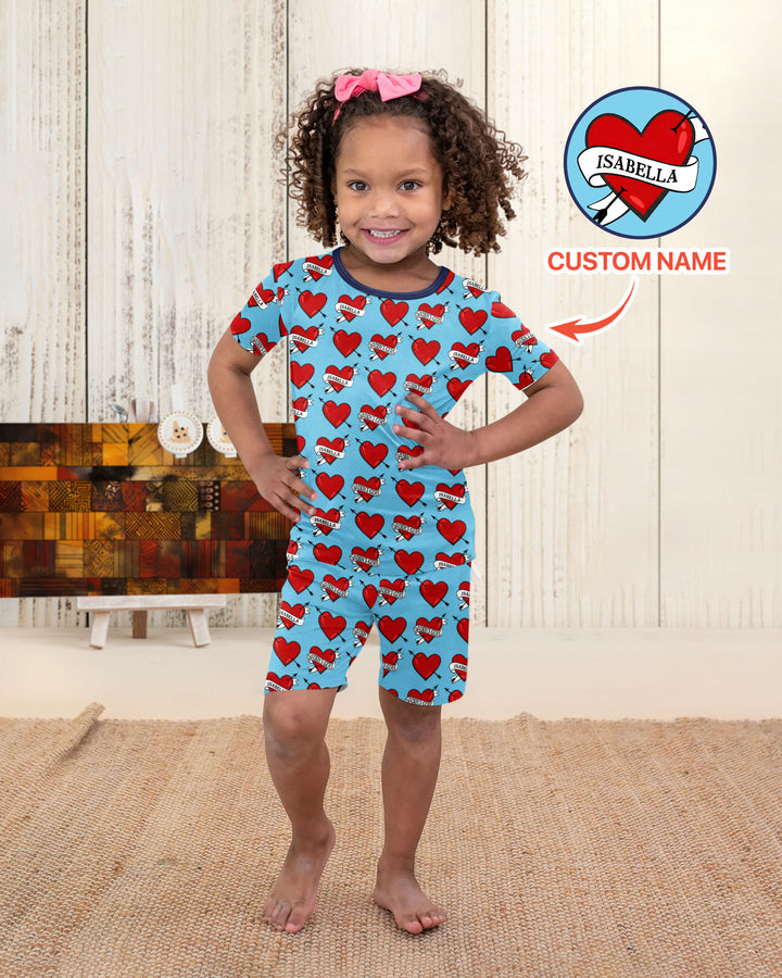 Zweiteiliges Pyjama-Set mit kurzen Ärmeln und Shorts im Sommer-Design