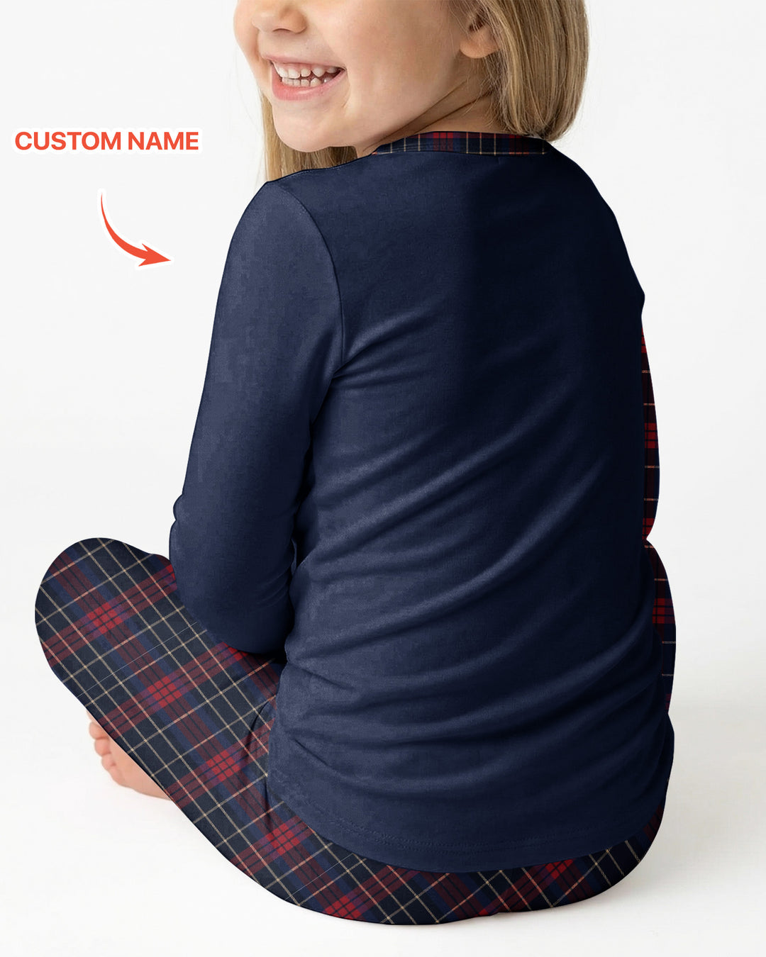 Custom Name North Pole Plaid Bamboo Two Piece Long Sleeve Pajama Set
