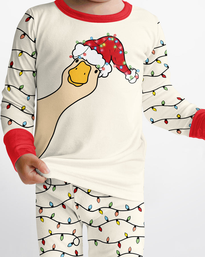 Funny Christmas Goose Bamboo Two Piece Long Sleeve Pajama Set