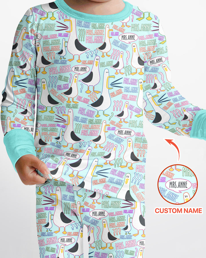 Teacher Teacher Teacher Funny Seagull Bamboo Two Piece Long Sleeve Pajama Set