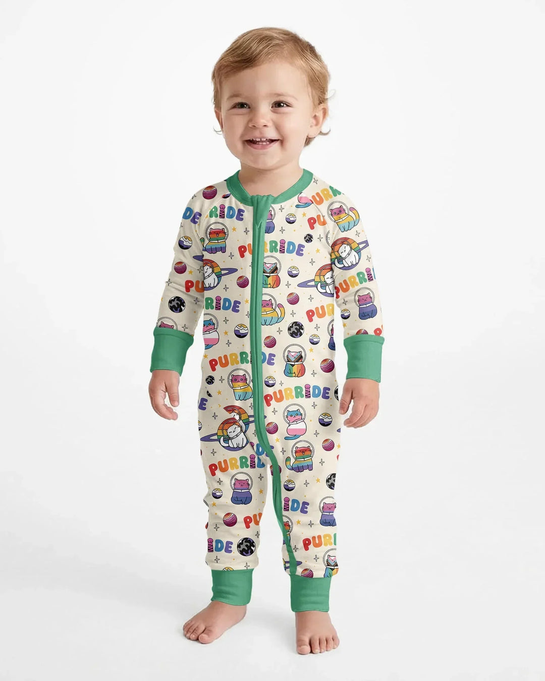 Rainbow Space Cats Family Matching Bamboo Convertible Zippy