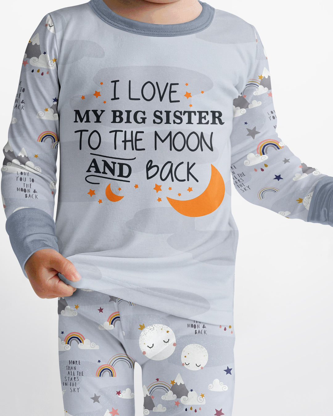 I Love My Big Sister To The Moon And Back Bamboo Two Piece Long Sleeve Pajama Set