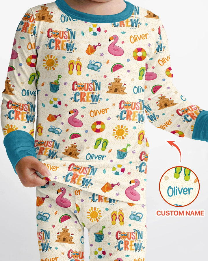 Zweiteiliges Langarm-Pyjama-Set mit Sommerfrüchten